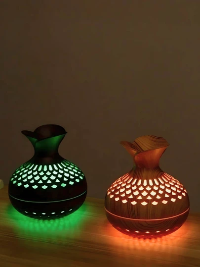 LED mini vaso de madeira umidificador de ar luz umidificador