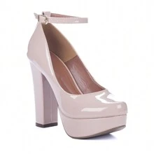 Doll Platform Shoe With Thick Heel - Comfort Insole - 裸色指甲油(米色) - 查看 3