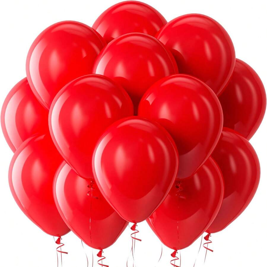 10/30/50Pcs 12 Inch Red Round Helium Latex Party Balloons For Birthday Wedding Party Decorations, Back To School Valentine Day - Red - View 1