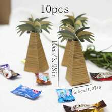 10pcs Coconut Tree Candy Boxes, Palm Tree Candy Boxes, Mini Gift Packaging Boxes - Multicolor - View 2