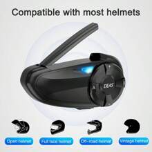 Intercomunicador Bluetooth para casco de moto EJEAS Q7, paquete de 2+2, intercomunicador inalámbrico para hasta 7 motoristas con control remoto resistente al agua V5.1 Quick7 - 2 piezas Q7+2 piezas de control remoto - Ver 4