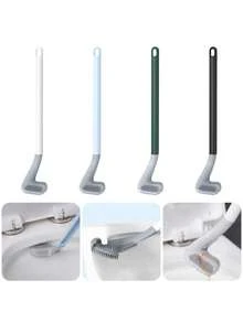 Bathroom Toilet Brush With Hanging Hook Curved Silicone Bristles Toilet Washing Brush Large - Các loại - Xem 7