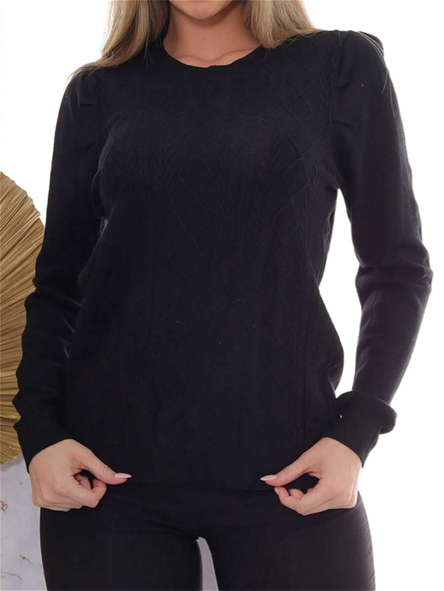 Bamboo Yuan Fashion Women's Long Sleeve Modal Blouse With Detail Thick Design Winter - 黑色 - 查看 1