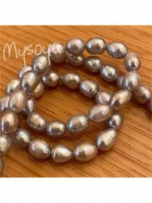 MYSOYA 100% Handmade Natural Gray Freshwater Faux Pearl Necklace, 7-8mm Faux Pearls, Gift Box Included. Perfect Gift For Him/Her, Suitable For Daily Wear, Birthday, Anniversary, Wedding, Valentine's Day, New Year