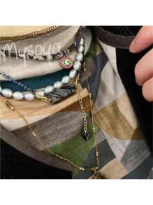 MYSOYA 100% Handmade Natural Gray Freshwater Faux Pearl Necklace, 7-8mm Faux Pearls, Gift Box Included. Perfect Gift For Him/Her, Suitable For Daily Wear, Birthday, Anniversary, Wedding, Valentine's Day, New Year