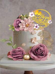 12 Flower Cake Decorations Artificial Roses Happy Birthday Cake Decorations Suitable For Birthday Parties Wedding Baby Shower Supplies