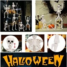 2 bộ xương trang trí toàn thân có thể tạo dáng, bộ xương chân thực để trang trí Halloween trong nhà/ngoài trời, tuyệt vời cho nhà và vườn - trắng - Xem 1