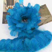 1m/pieza Cinta de tela con plumas de colores y flecos para manualidades DIY, ropa, maquillaje, fiesta, decoración de boda