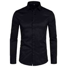 Men's Slim High Standard Luxury Executive Dress Shirt - Black - View 1