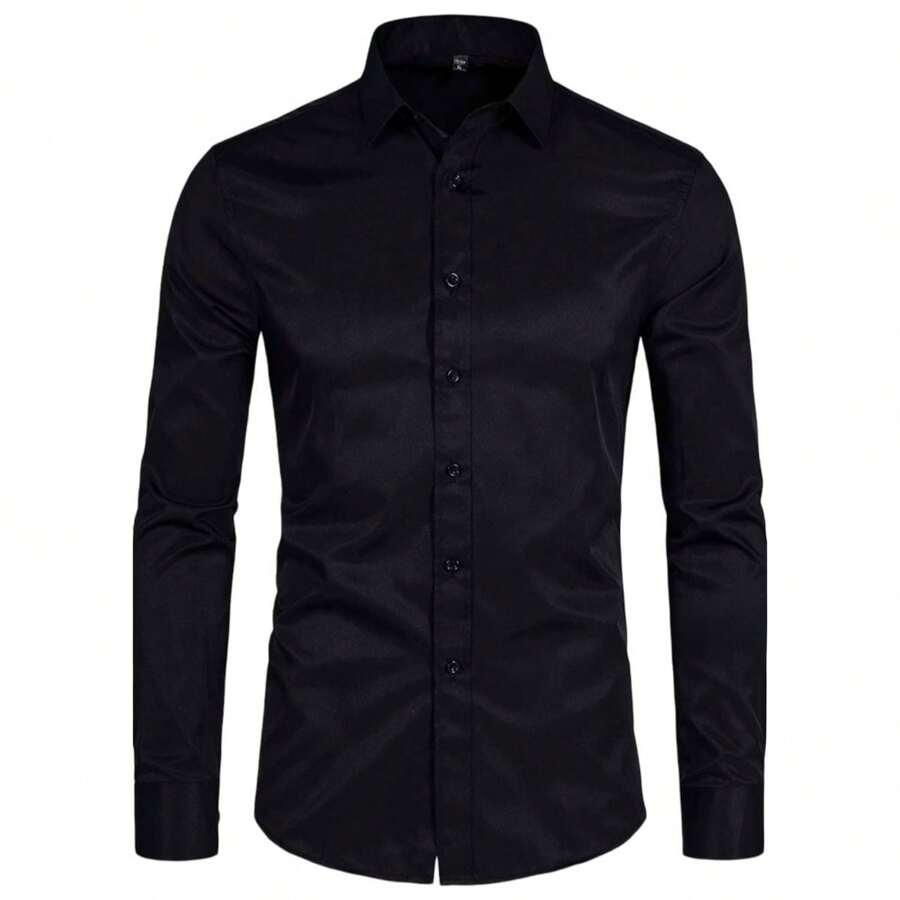 Men's Slim High Standard Luxury Executive Dress Shirt - Black - View 1