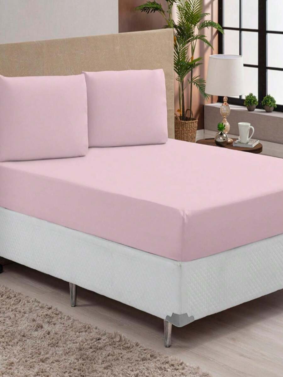 3-Piece Double Bed Sheet 400 Thread Count Cotton - 乾枯玫瑰色 - 查看 1