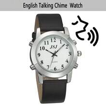 English Talking Watch With One Key Chime, Whole Time Chime, Alarm Clock Function Suitable For The Blind Elderly Visually Impaired People To Use The Clock Watches - 銀色 - 查看 1