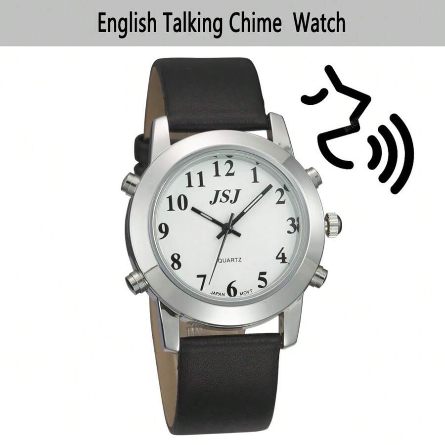English Talking Watch With One Key Chime, Whole Time Chime, Alarm Clock Function Suitable For The Blind Elderly Visually Impaired People To Use The Clock Watches - 銀色 - 查看 1