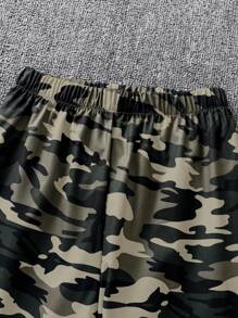 3 件套青少年女孩休闲秋季/春季服装套装：纯色连帽运动衫、罗纹针织背心和松紧腰部迷彩工装裤 - 舒适柔软的秋季青少年女孩街头服饰 - 軍綠色 - 查看 7