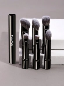 MAANGE Professional Eye Makeup Brush Set, Detachable Replaceable Brush Heads, Portable Eye Makeup Brush Case, Includes Eyeshadow Brush, Eyebrow Brush, Eyeliner Brush, Contour Brush, Soft Fiber Material, Convenient To Carry, Travel Essential, Ideal Gift For Women And Girls - 黑色 - 查看 7