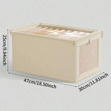 1 Pieza Caja de almacenamiento con cubierta beige, organizador de ropa de tela plegable con ventana transparente, caja de almacenamiento con cajón para pantalones vaqueros, decoraciones para el hogar, decoraciones festivas, decoración de habitación, decoración de dormitorio, vestidos, pantalones, zapatos, vaqueros, botas, faldas, camisetas blancas de mujer, pantalones negros de mujer, ropa de invierno para damas