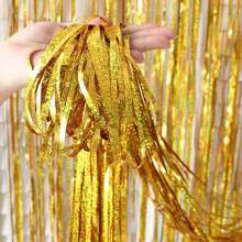 1 tấm rèm viền lá bạc/hồng/vàng, rèm cửa viền kim tuyến kim loại, phông nền bạc để trang trí tiệc, rèm cửa bằng vải Mylar bạc lấp lánh dày phông nền treo tường, Giáng sinh - Nhiều màu - Xem 14