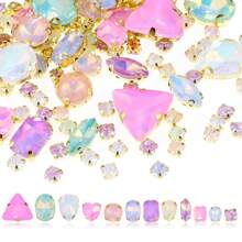 130pcs/50pcs/30pcs/20pcs Mixed Shape Crystal Rhinestones With Claw For DIY Clothing, Shoes, Jewelry Making - Multicolor - View 1