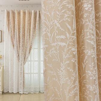 1 件提花叶子图案遮光窗帘布，顶部带杆袋，可悬挂，阻挡光线和紫外线，适用于客厅、卧室、办公室、阳台、家居装饰