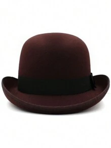 1 件秋冬男女通用宽边羊毛毡帽，英式爵士帽，纯色软呢帽，适合日常穿着和派对 - 彩色 - 查看 14