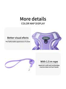 1件装亮色宠物胸背带套装，可调节织带和反光条，舒适保暖内衬，适合胸围14.6-30英寸的宠物 - 藍色 - 查看 8