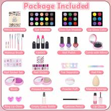 62 Pcs Kids Makeup Kit For Girl, Washable Play Makeup Toys Set For Dress Up, Pretend Beauty Vanity Set With Cosmetic Case Birthday Toys For Girls 3 4 5 6 7 8 9 10 11 12 Year Old Kids Toddlers - 粉色 - 查看 2