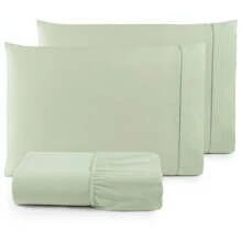 3-Piece Double Bed Sheet 400 Thread Count Cotton - Green - View 2