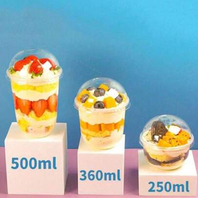 30/25/20/10 piezas Vasos de pudín con tapa en forma de U, vasos para jugo, vasos para helado, vasos para helado de fruta, vasos para té con leche, súper lindos vasos redondos mini resistentes al calor