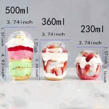 30/25/20/10pcs U-Shaped Lid Pudgy Cups, Juice Cups, Ice Cream Cups, Fruit Ice Cream Cups, Milk Tea Cups, Super Cute Round Mini Heat Resistant Cups - Transparent - View 3