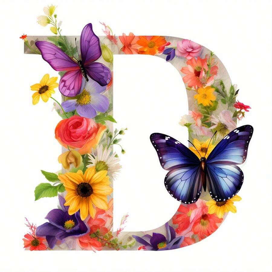 1pc 26 English Letters With Flower Heat Transfer Sticker, DIY IronOn