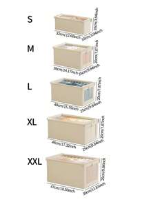 1 Pieza Caja de almacenamiento con cubierta beige, organizador de ropa de tela plegable con ventana transparente, caja de almacenamiento con cajón para pantalones vaqueros, decoraciones para el hogar, decoraciones festivas, decoración de habitación, decoración de dormitorio, vestidos, pantalones, zapatos, vaqueros, botas, faldas, camisetas blancas de mujer, pantalones negros de mujer, ropa de invierno para damas