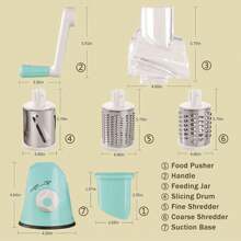 Rotary Cheese Grater - 3-In-1 Stainless Steel Manual Drum Slicer, Rotary Graters For Kitchen, Food Shredder For Vegatables, Nuts And Chocolate - Blue - View 5