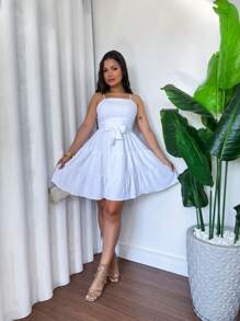 Girls, You Need To Check Out This Short Dress With A Bow!!!! - White - View 1