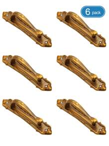 6pcs/Set Vintage Metal Door Handles, Zinc Alloy Door Window Knobs With Screws, Antique Brass Classic Surface Mount Handlesets, For Main Door, Wooden Door, Hole Distance 138mm