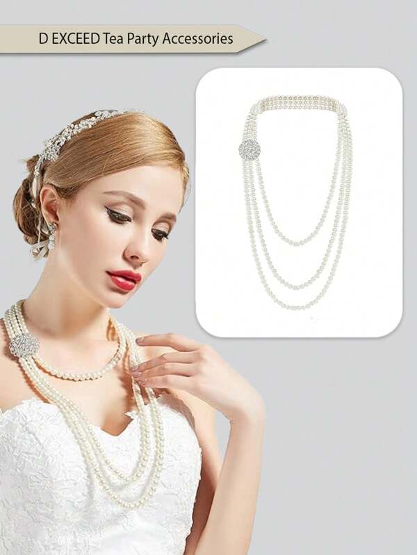 D EXCEED 1 PC Bridal Wedding Fashion Necklace For Women Faux Pearl Beaded Nacklace Opera Tea Party Masquerade Cosplay Party Evening Dinner Banquet Prom