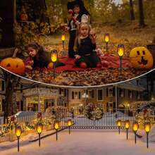 10PCS Solar Light Flashing Flame Flashlight Outdoor Landscape Decorative Lighting Dusk To Dawn Automatic On/Off Safety Flame Light For Garden Access Driveway 10 Pieces