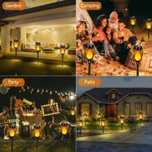 10PCS Solar Light Flashing Flame Flashlight Outdoor Landscape Decorative Lighting Dusk To Dawn Automatic On/Off Safety Flame Light For Garden Access Driveway 10 Pieces