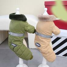 冬季狗狗连体衣 宠物保暖外套 狗狗衣服 宠物棉袄 猫咪牵引连体衣 狗狗保暖衣服 防风加厚棉袄 D型环牵引绳 适合小型犬 宠物服饰 欧美热销棉袄 休闲英伦风 - 綠色 - 查看 3