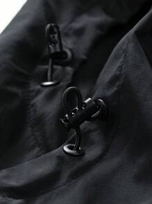 Chaqueta impermeable con capucha y cortavientos de moda para deportes al aire libre para mujer - Negro - Ver 5