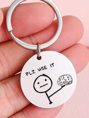 1pc Funny Stainless Steel Keychain Please Use It Best Friend Key Ring Bag Pendant Christmas Gift Halloween School Car Accessories Cute Goth Y2k Bag Accessories Lanyards With Id Holder Car Accessories Bag Charms