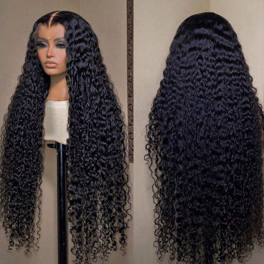Wigs Human Hair 180% Deep Wave 13x6 Lace Front Wigs Brazilian Human Hair Transparent Lace Frontal Human Hair Wigs For Women Human Hair Wigs Human Hair Pre Plucked With Baby Hair Natural Color - 黑色 - 查看 1