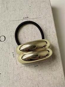 1pc/2pcs Elegant Minimalist Solid Color Metal Double Arc Hair Scrunchies, Graceful Bun Ponytail Holder Hair Accessories, Chic Hair Ties For Women ,Hair Rope ,Hair Elastics ,Hair Rubber Bands - Multicolor - View 4