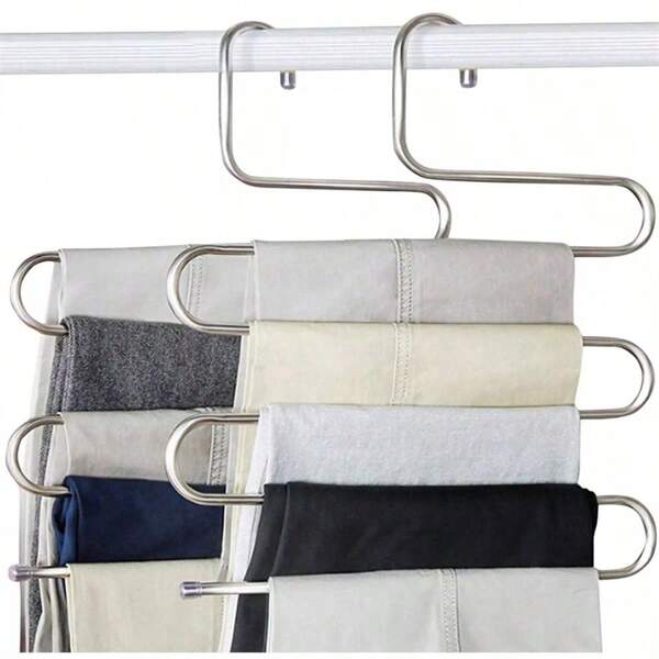 Organizador de Cabides de Calça Multiuso em Aço Inoxidável Retrátil 5 em 1, Decoração de Quarto, Decoração Doméstica, Decoração de Outono