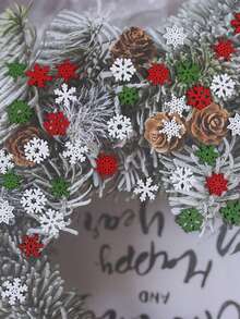 50 件混合红色、白色和绿色雪花木制工艺品、圣诞装饰、圣诞礼物 - 彩色 - 查看 4