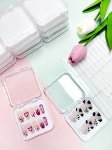 12 Pcs Press On Nail Storage Box With 60 Pcs Adhesive Double Sided Tape Artificial Nail Display Storage Box Acrylic Nail Box Organizer Case Transparent Nail Packaging Boxes For Nail Salon Bag, Bags, Makeup Bag, Vanity, Travel, Make Up Bag, Storage, Makeup Organizer, Makeup Bags, Toiletry Bag, Desk Organiser, Cosmetic Bag, Makeup Pouch, Make Up Organizer, Vanity Accessories, Make Up Pouch, Make Up Bags, Jewellery Box, Pouch, Makeup Brush Holder, Brush Holder, Perfume Organiser, Pouch Bag - White - View 2