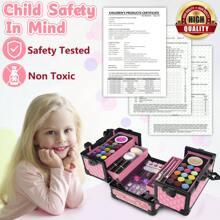 62 Pcs Kids Makeup Kit For Girl, Washable Play Makeup Toys Set For Dress Up, Pretend Beauty Vanity Set With Cosmetic Case Birthday Toys For Girls 3 4 5 6 7 8 9 10 11 12 Year Old Kids Toddlers - 粉色 - 查看 6