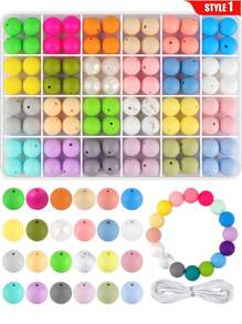 96pcs/192pcs 15mm Silicone Beads, Used For Keychain Making, Loose Silicone Beads For Bracelet Making Necklaces, And Circular Silicone Beads For Pens - Silicone Bead Set - View 14