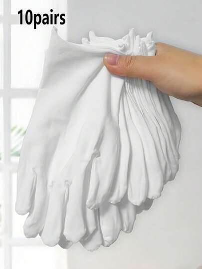 White Gloves High Elastic Ceremonial Gloves Plate Beads Play Gloves Labor Protection Work Protective Gloves