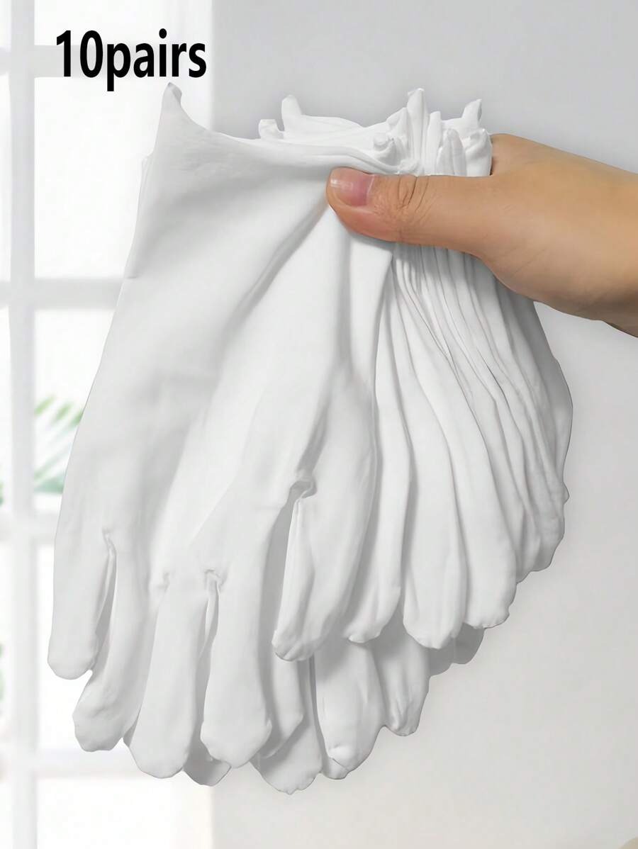 White Gloves High Elastic Ceremonial Gloves Plate Beads Play Gloves Labor Protection Work Protective Gloves