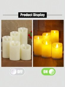 5支装LED闪烁柱形蜡烛 - 防水无焰电池供电，逼真蜡质纹理，适用于婚礼餐桌装饰、餐厅酒吧装饰、情人节求婚套装 - 彩色 - 查看 7